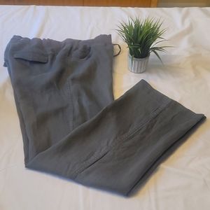 Fluent Life | Drawstring |100 % Linen Pants | Wide Leg w/ Tassel | Charcoal Gray